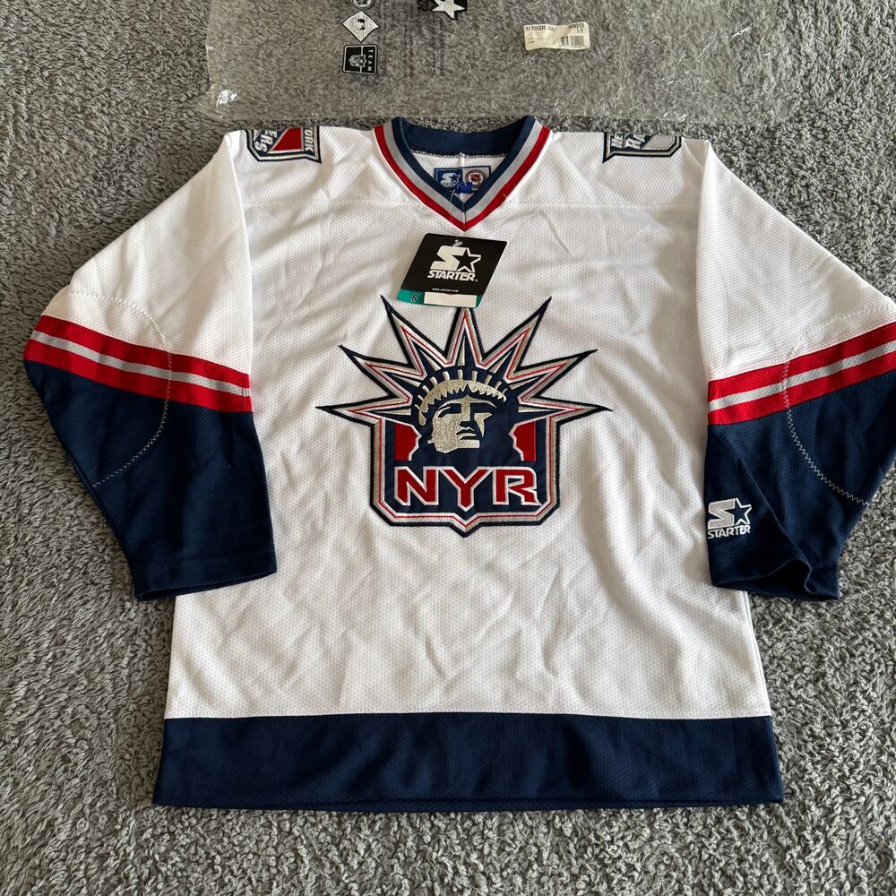 Vintage Deadstock Starter NHL New York Rangers Lady Liberty Jersey Men's XS NWT